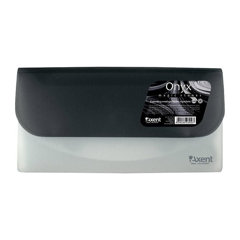 Папка конверт на 4 відділення Онікс чорна 1419-14 Axent