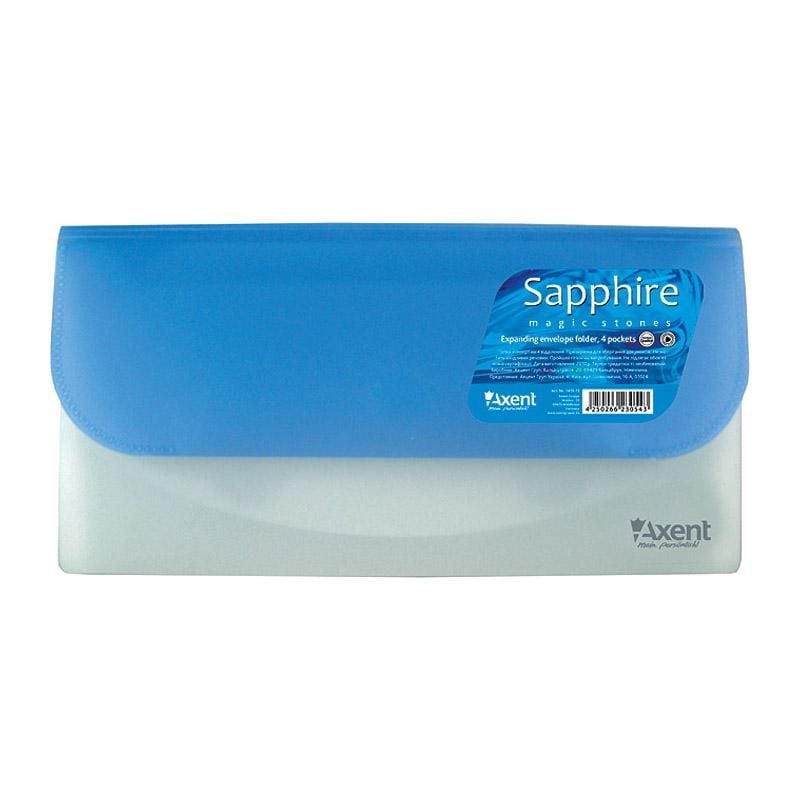 Папка конверт на 4 відділення Сапфір блакитна 1419-12 Axent