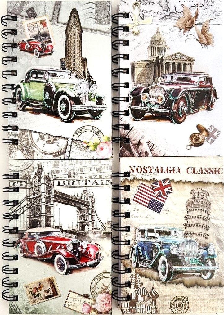 Блокнот А6 на пружині 50 арк лінія 9,6*14,4см Ретро автомобілі S-10007 Schreiber