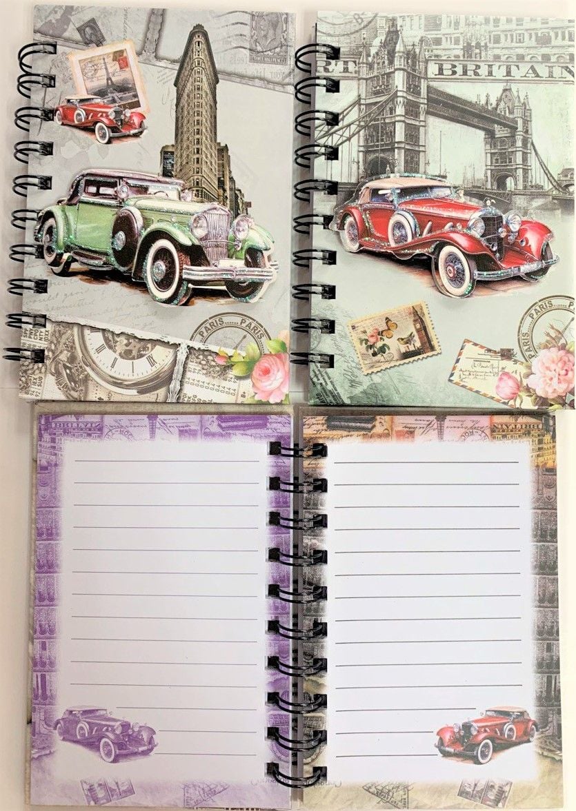 Блокнот А6 на пружині 50 арк лінія 9,6*14,4см Ретро автомобілі S-10007 Schreiber