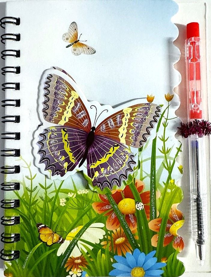 Блокнот А6 на пружині 36арк лінія з ручкою Метелики ST-2255 SULTANI