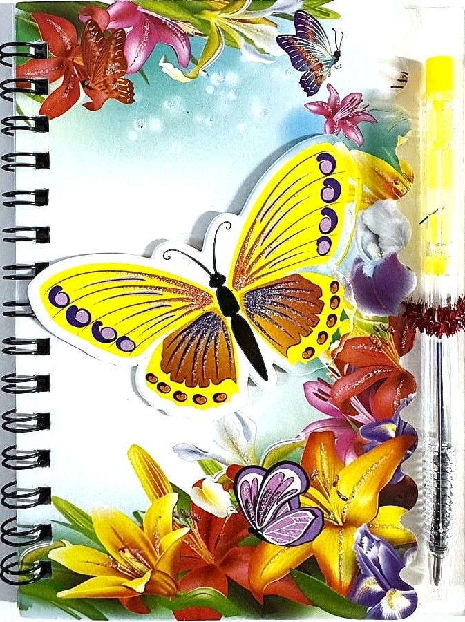 Блокнот А6 на пружині 36арк лінія з ручкою Метелики ST-2255 SULTANI