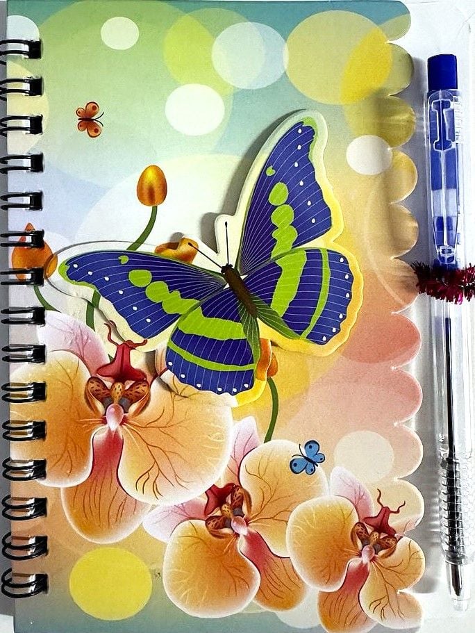 Блокнот А6 на пружині 36арк лінія з ручкою Метелики ST-2255 SULTANI