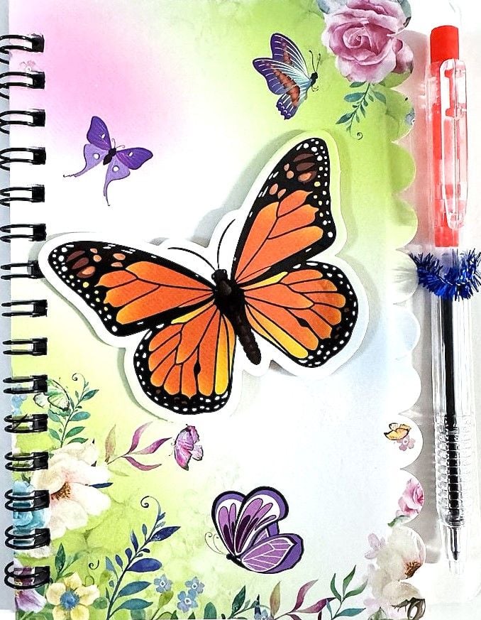 Блокнот А6 на пружині 36арк лінія з ручкою Метелики ST-2255 SULTANI