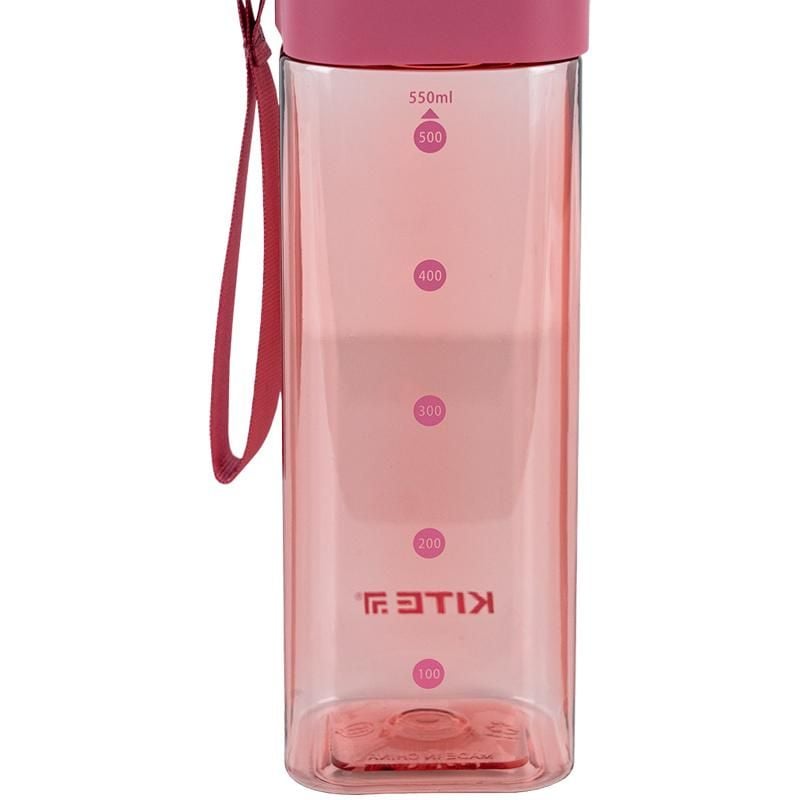 Пляшечка для води квадратна 550 мл рожева K24-1209-3 Kite